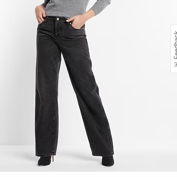 Express Relaxed Straight Low Rise  black jeans NWT size 16R regular length, New! - Picture 1 of 5